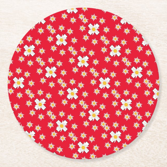 Ein Pappuntersetzer für echte schweizer Patrioten Underlägg Papper Rund (Framsidan)