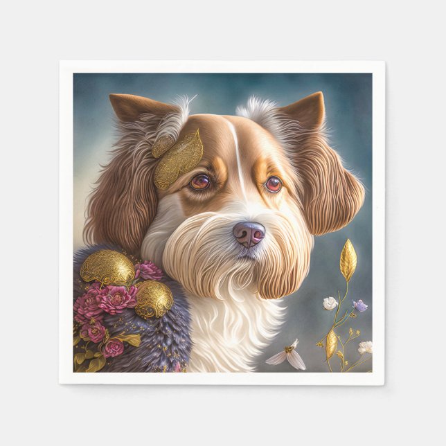 Ein süßer Hund mit Goldschmuck Pappersservett (Framsidan)