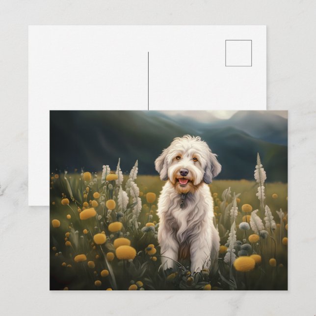 Ein wunderschöner weißer Hund Helg Vykort (Fram/baksida)