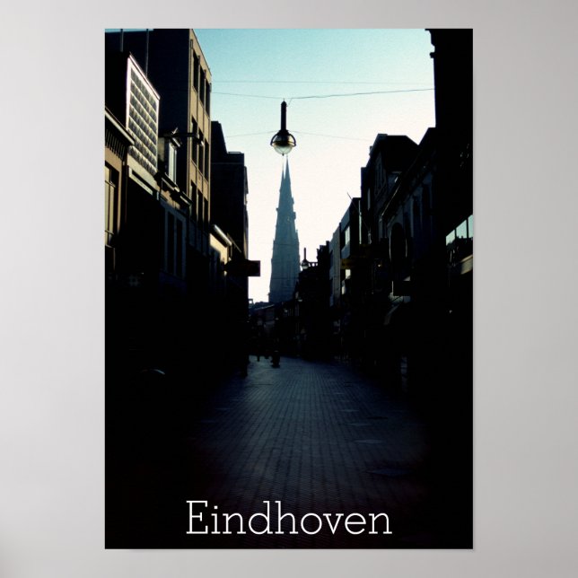 Eindhoven gata & Catharinakerk, Nederländerna Poster (Framsidan)