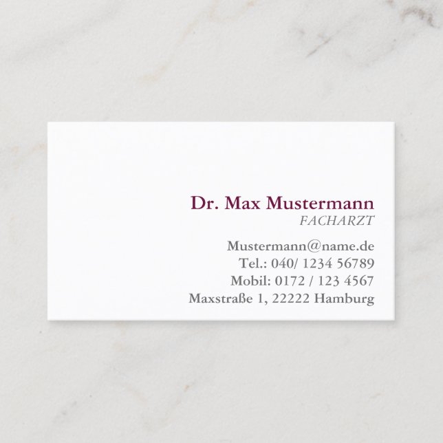 einfache Arzt Visitenkarte Visitkort (Framsida)