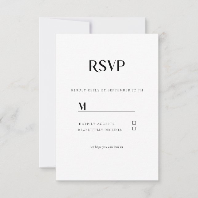 Einfache Moderne Wedding  RSVP Karte OSA Kort (Framsida)