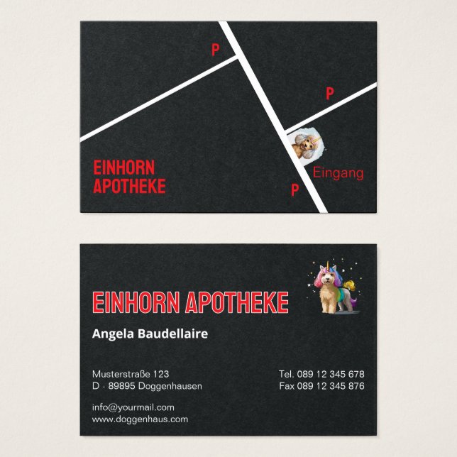 Einhorn Apotheke Visitenkarten  Visitkort (Framsida & baksida)