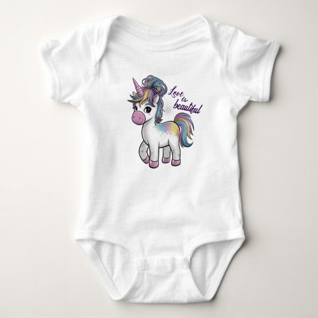 Einhorn-Baby-Strampler T Shirt (Framsida)