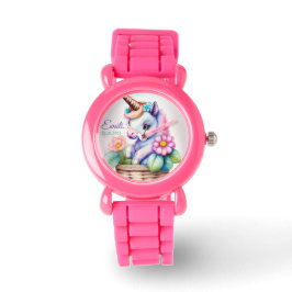 Einhorn im Korb - Wasserfarbe Kindermotiv Armbandsur