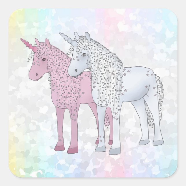 Einhörner Fyrkantigt Klistermärke (Framsida)