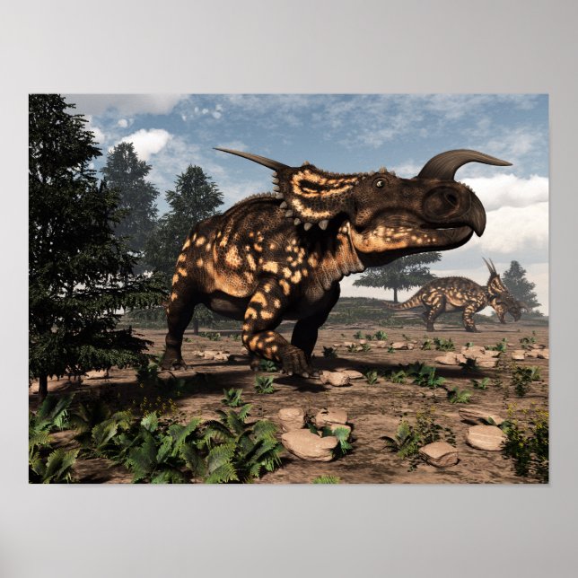 Einiosaurus dinosaurs i öknen - 3D-rendering Poster (Framsidan)