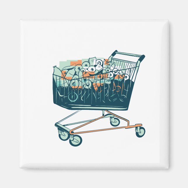 Einkaufwagen mit Klopapier Magnet (Framsidan)