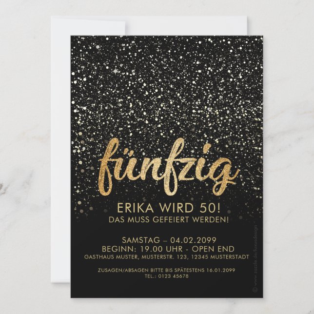 Einladung 50. Geburtstag "Party-Deko" Meddelande (Framsida)