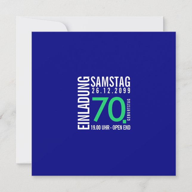 Einladung 70. Geburtstag (individuell bedruckt) Inbjudningar (Framsida)