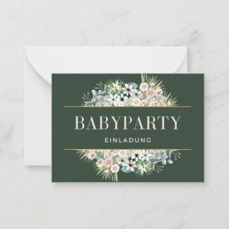 Einladung Babyparty – Gold Grün Floral Babyshower Anteckningskort