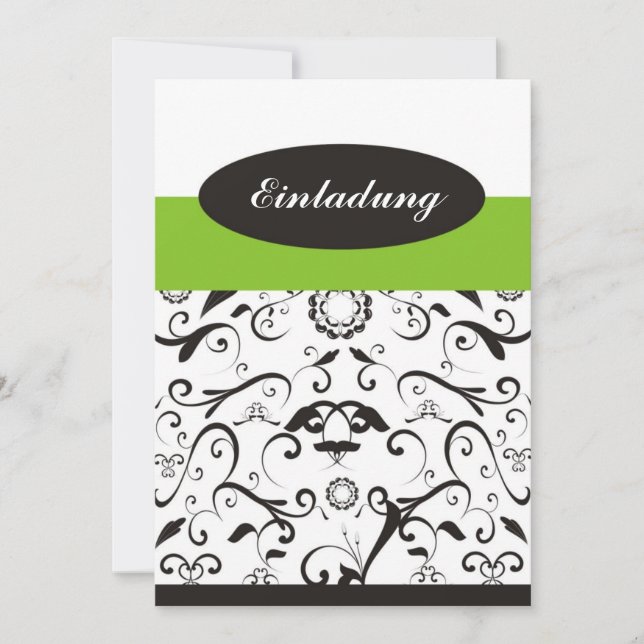 Einladung - black coral grün inbjudningar (Framsida)