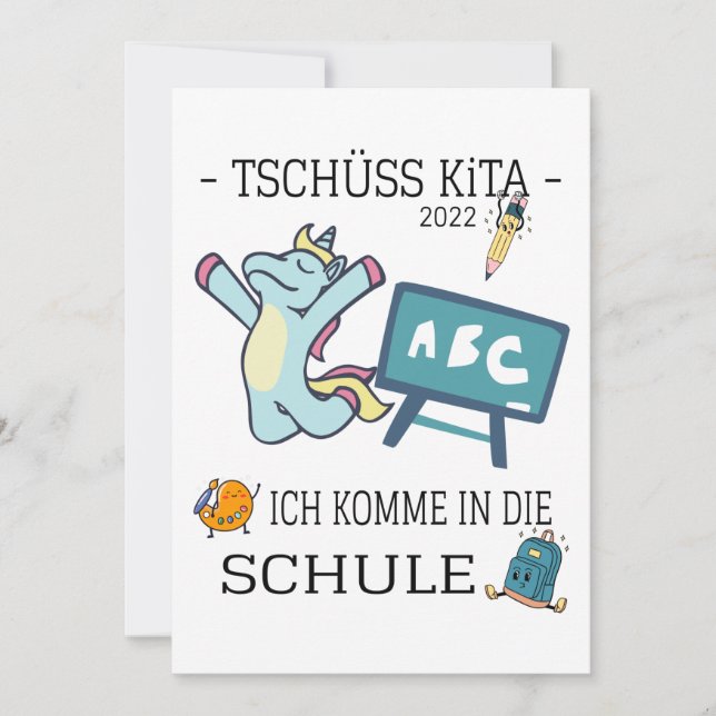 Einladung Einschulung Einhorn  Inbjudningar (Framsida)
