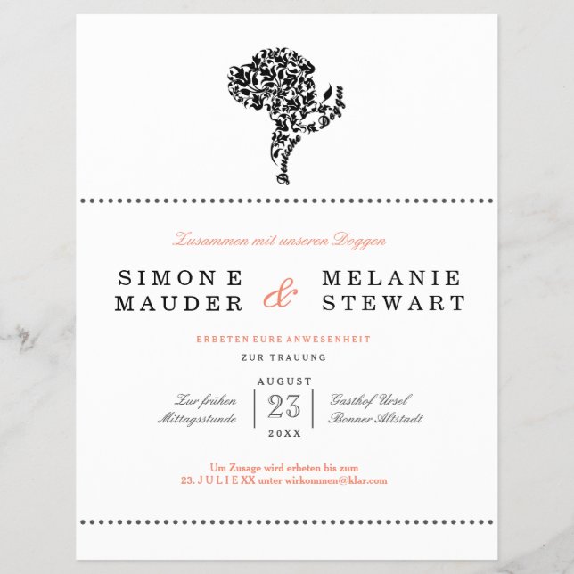 Einladung Flyer Deutsche Doggen Illustration (Baksidan)