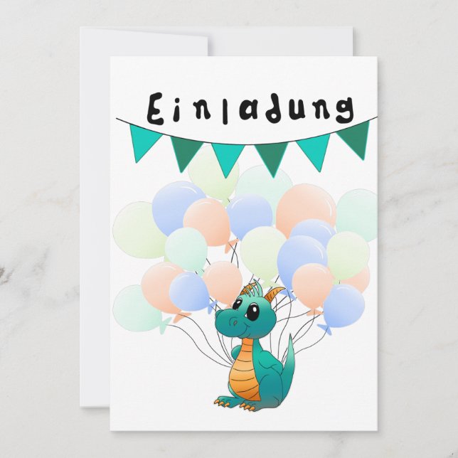 Einladung Kindergeburtstag Drache Inbjudningar (Framsida)
