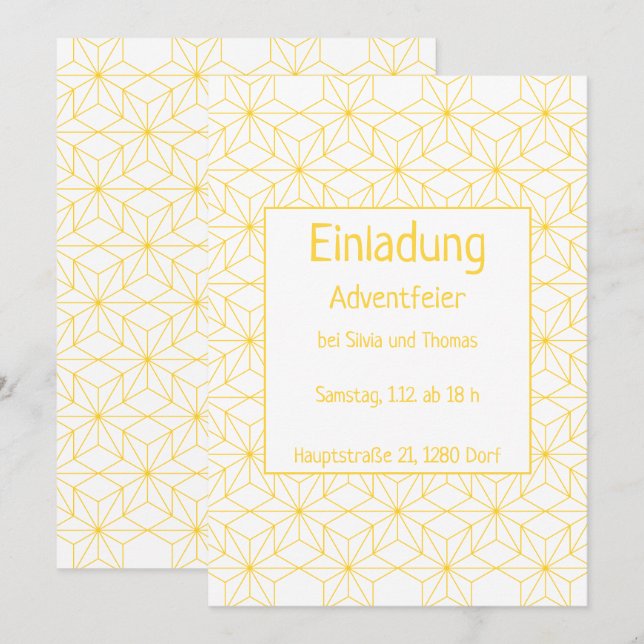 Einladung zu einer Feier, goldene Sterne Inbjudningar (Fram/baksida)
