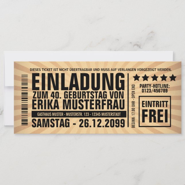 Einladung zum 40. Geburtstag (personalisierbar) Inbjudningar (Framsida)