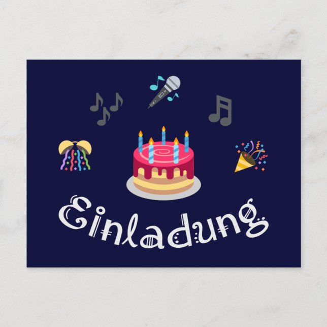 Einladung zum Geburtstag Inbjudan Vykort (Framsida)