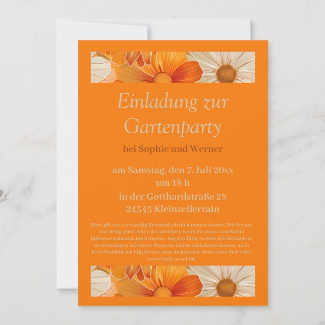 Einladung zur Gartenparty Retro 1970er Stil Inbjudningar (Baksida)