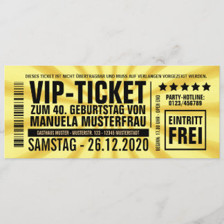 Einladungen zum 40. Geburtstag (“VIP”) Inbjudningar