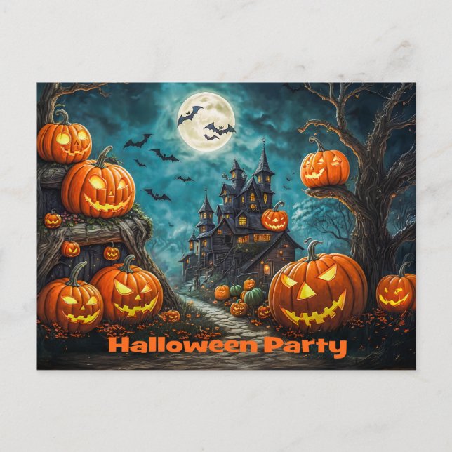 Einladungskarte für eine Halloween Party Meddelande Vykort (Framsida)