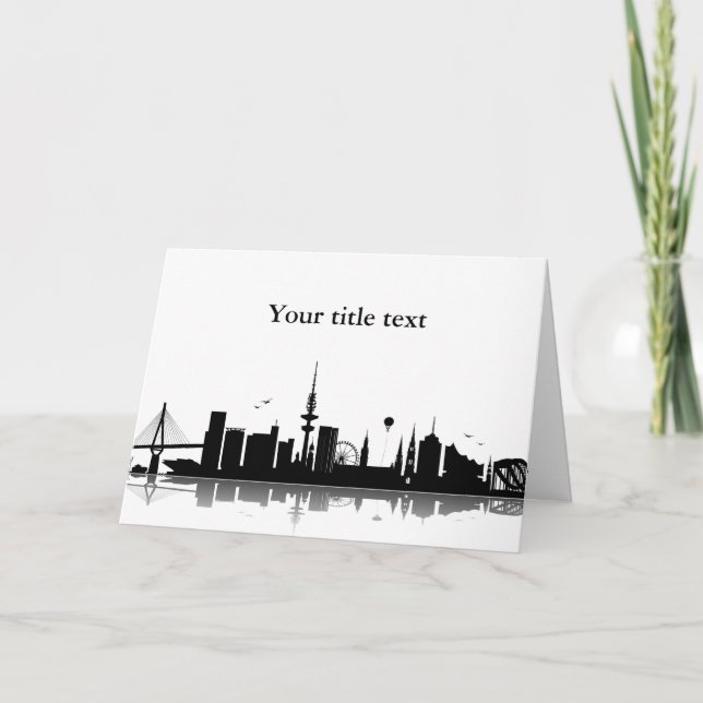 Einladungskarte mit Hamburg Skyline. Kort (Framsida)