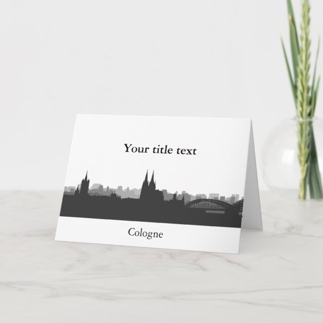 Einladungskarte mit Köln Skyline. Kort (Framsida)