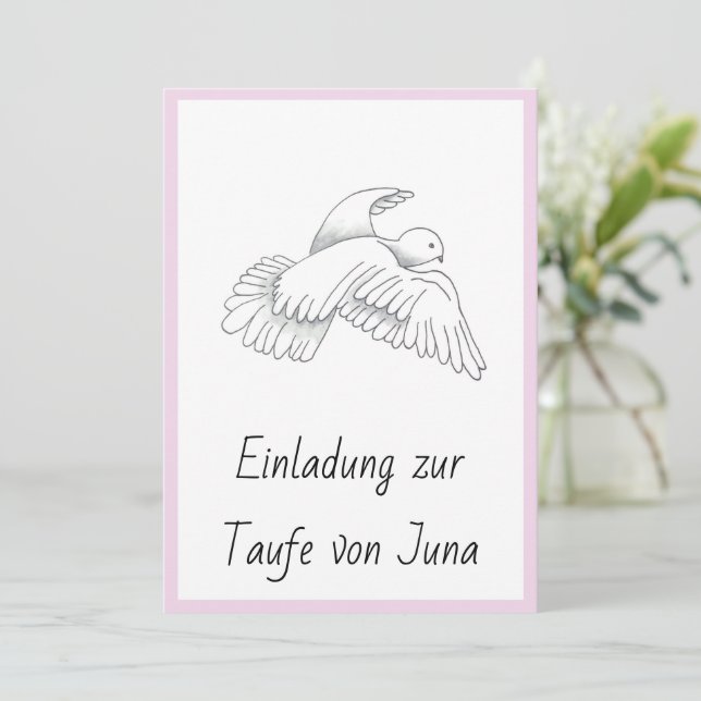 Einladungskarte zur Taufe mit Taubenmotiv Mädchen Julkort (Stående Fram)