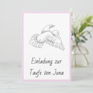 Einladungskarte zur Taufe mit Taubenmotiv Mädchen Julkort