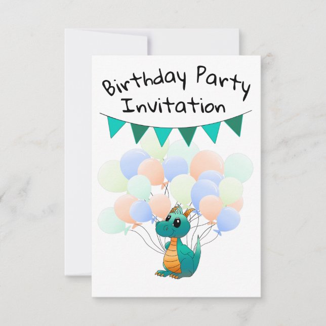 Einladungskarten Drache Kindergeburtstag Inbjudningar (Framsida)