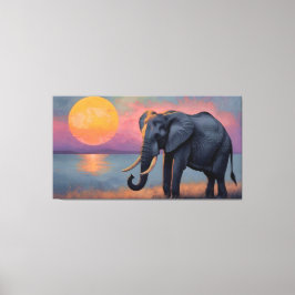 Einsamer Elefant am majestätischen Sonnenuntergang Canvastryck
