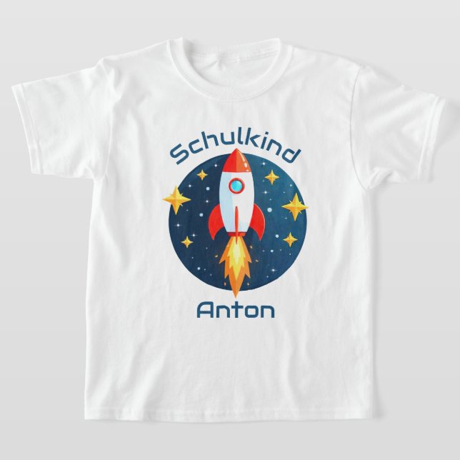Einschulung - Rakete gelbe Sterne - Schulkind | T Shirt (Laydown)