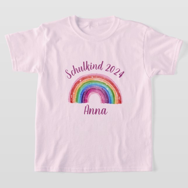 Einschulung Schulkind 2026 - Sternchen Regenbogen  T Shirt (Laydown)