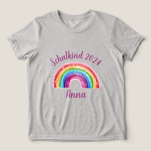 Einschulung Schulkind 2026 - Sternchen Regenbogen  T Shirt (Design Framsida)