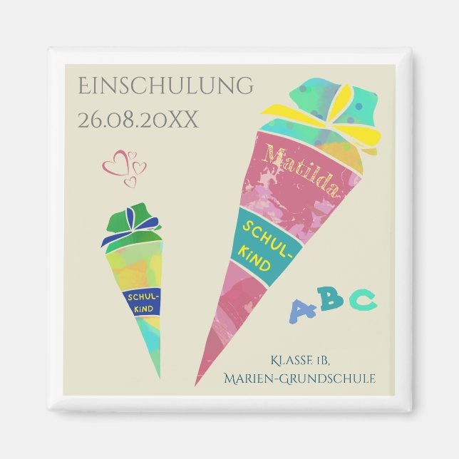 Einschulung Schulkind Schultüte Deko Magnet (Framsidan)