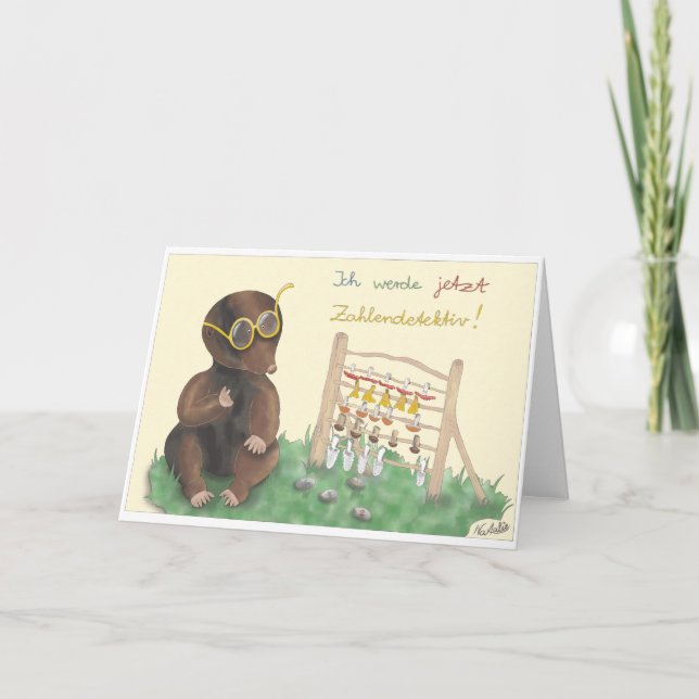 Einschulungskarte – liebevoll handgezeichnet Junge Kort (Framsida)