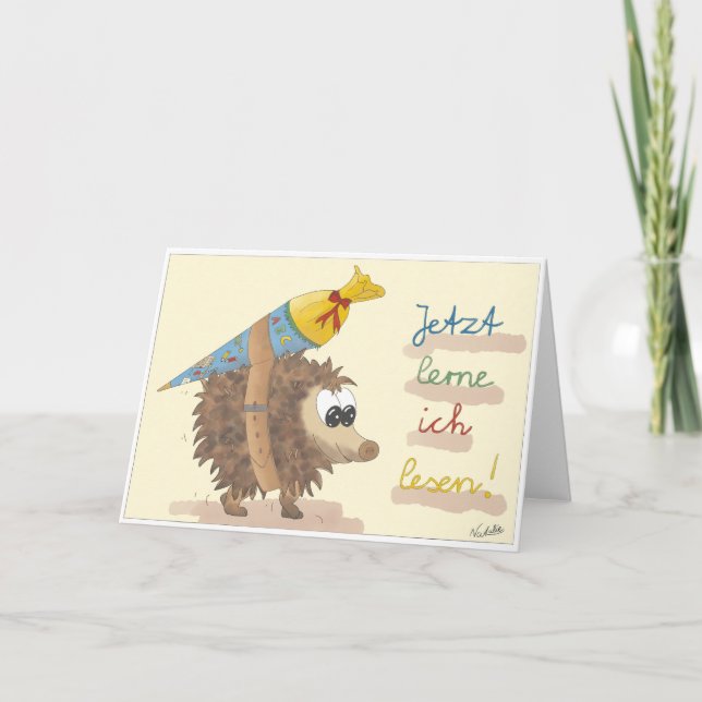 Einschulungskarte – liebevoll handgezeichnet kort (Framsida)