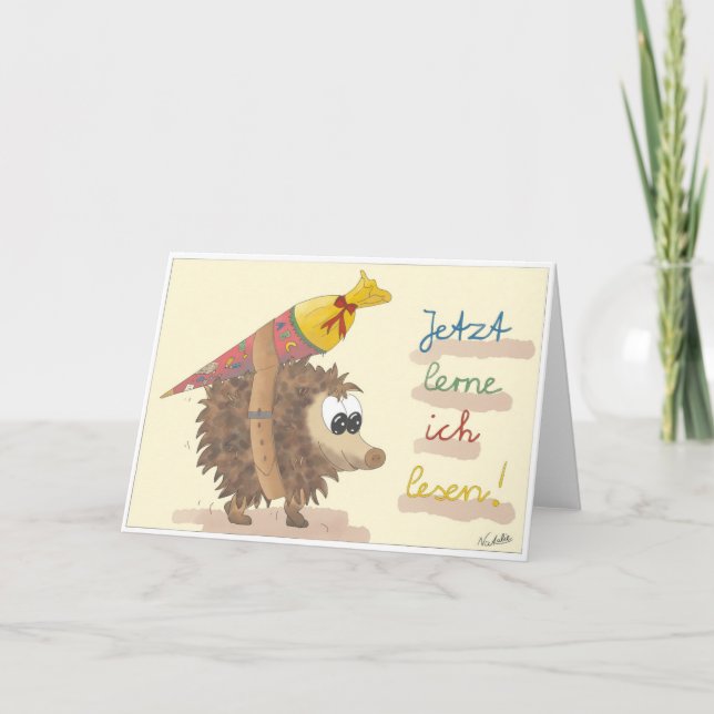 Einschulungskarte – liebevoll handgezeichnet Mädch Kort (Framsida)