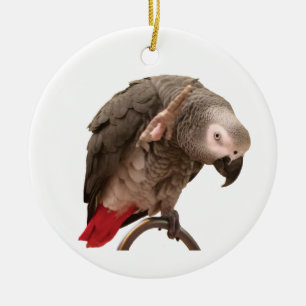 Einstein African Grått Parrot Waving Julgransprydnad Keramik