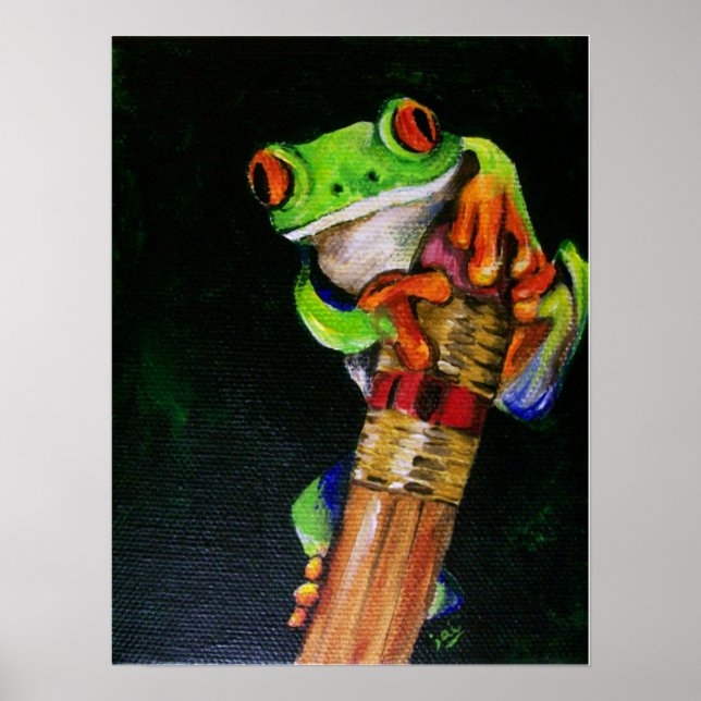 Einstein the Red Eyed Träd Frog Fine Art Prints Poster (Framsidan)