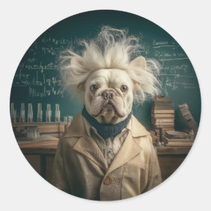Einstein Valp i Lab Jackar Runt Klistermärke