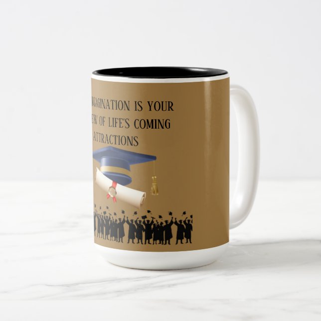 Einsteins examensmotto ljusbrun Två-Tonad mugg (Framsida höger)