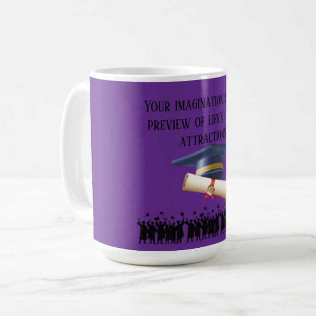 Einstein's graduation motto royal purple kaffemugg (Framsida vänster)