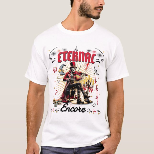 EInternal Encore Skeleton Spela Violin T Shirt (Framsida)