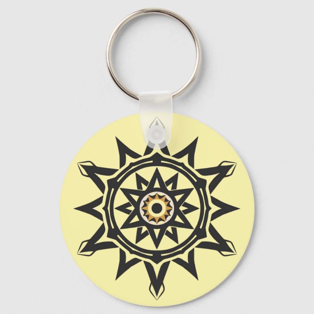EInternal Harmony Mandala - Divine Geometry in Gul Nyckelring (Framsida)