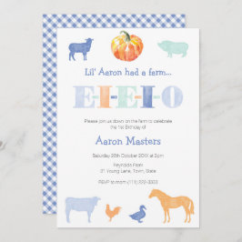 EIO Old MacDonald Pumpkin Boy's Födelsedagsfest Inbjudningar