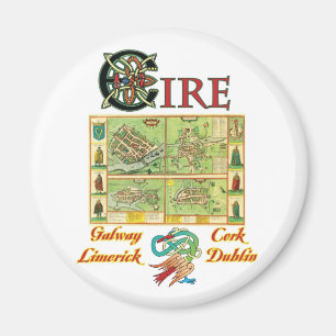 Eire Cities Karta Magnet