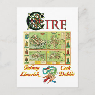 Eire Cities Karta Vykort