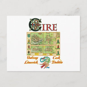 Eire Cities Karta Vykort