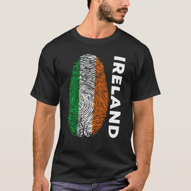 Eire Fingerprint St Patrick's Day Irish Flag Irela T Shirt (Framsida)